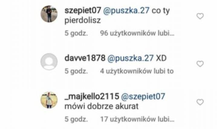 Tymoteusz Puchacz znowu wdał się w dyskusje na Instagramie... xD